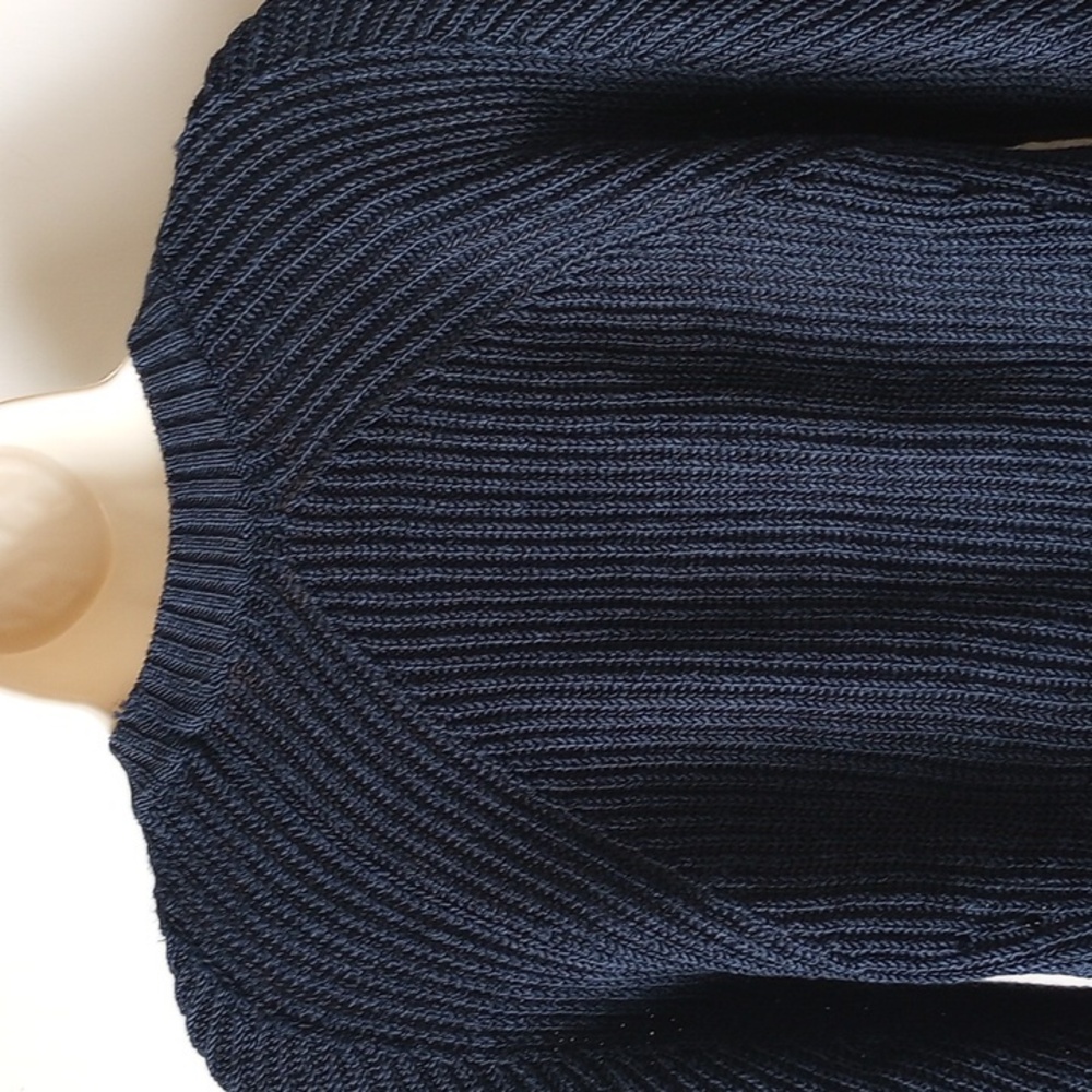 LRL Linen Viscose Rib Knit Crew Neck Long Sleeve Sweater MP Navy - Picture 5 of 11